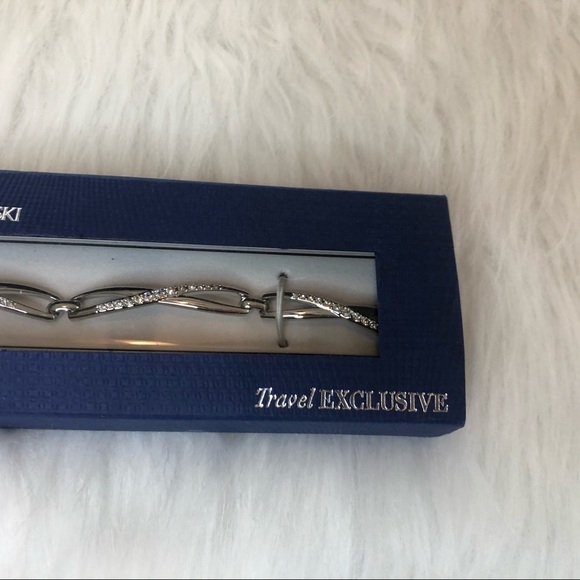Swarovski Bracelet New Original Box Stamped SWAROVSKI Silvertone Clear Crystal - Picture 3 of 6